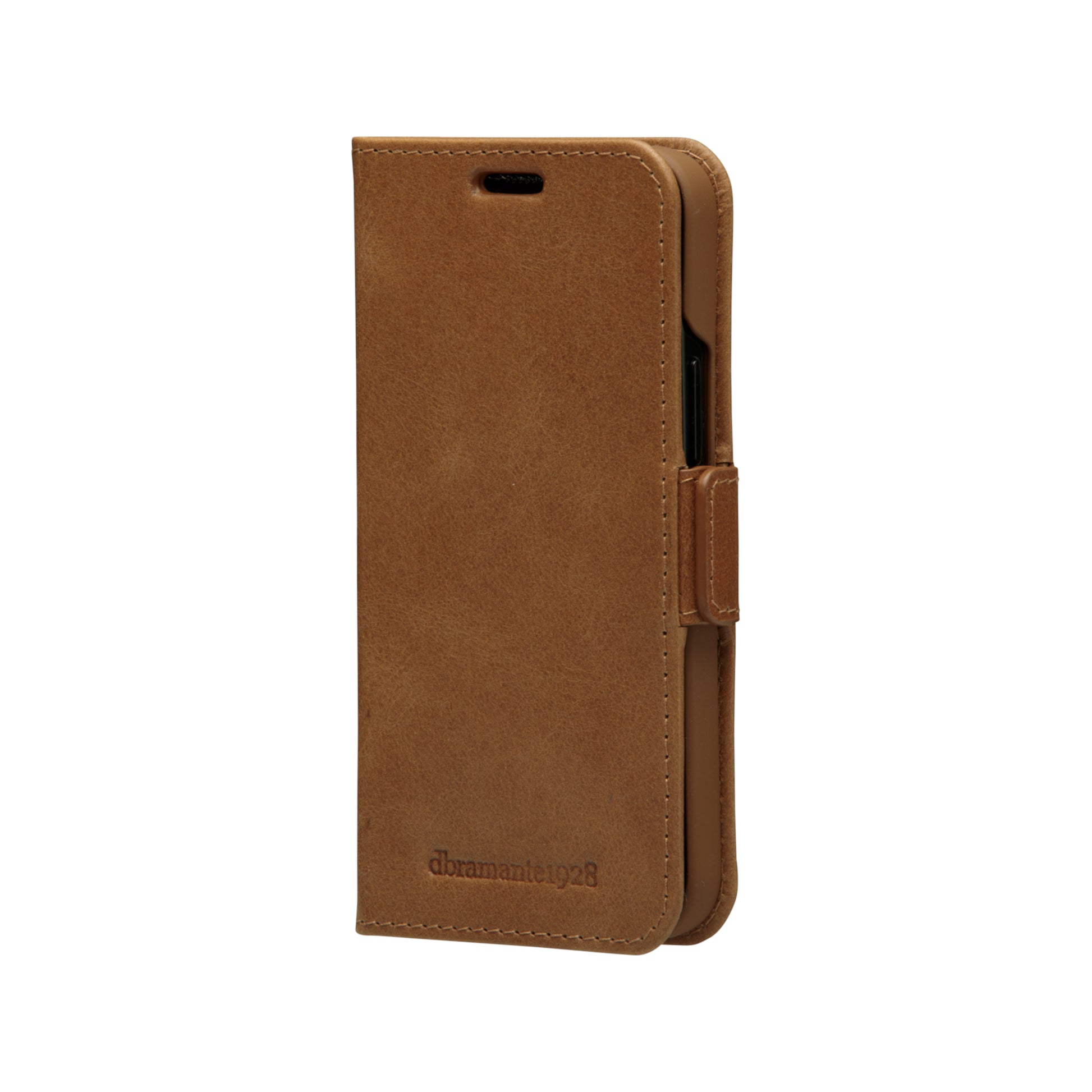 dbramante1928 Copenhagen Slim Wallethülle – für Apple iPhone 12 mini, mit Ständer, 1 Kartenfach, Leder, Beige