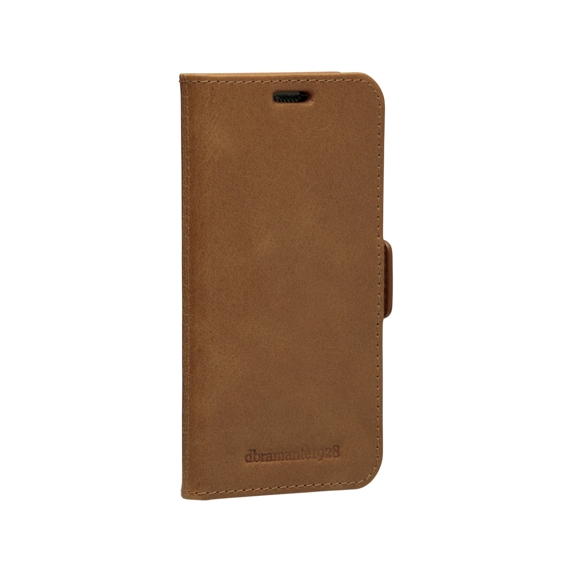 dbramante1928 Copenhagen Slim Wallethülle – für Apple iPhone 12 mini, mit Ständer, 1 Kartenfach, Leder, Beige