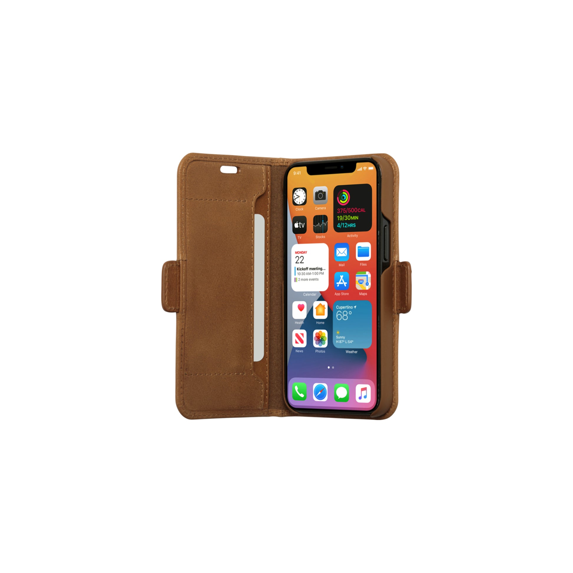 dbramante1928 Copenhagen Slim Wallethülle – für Apple iPhone 12 mini, mit Ständer, 1 Kartenfach, Leder, Beige