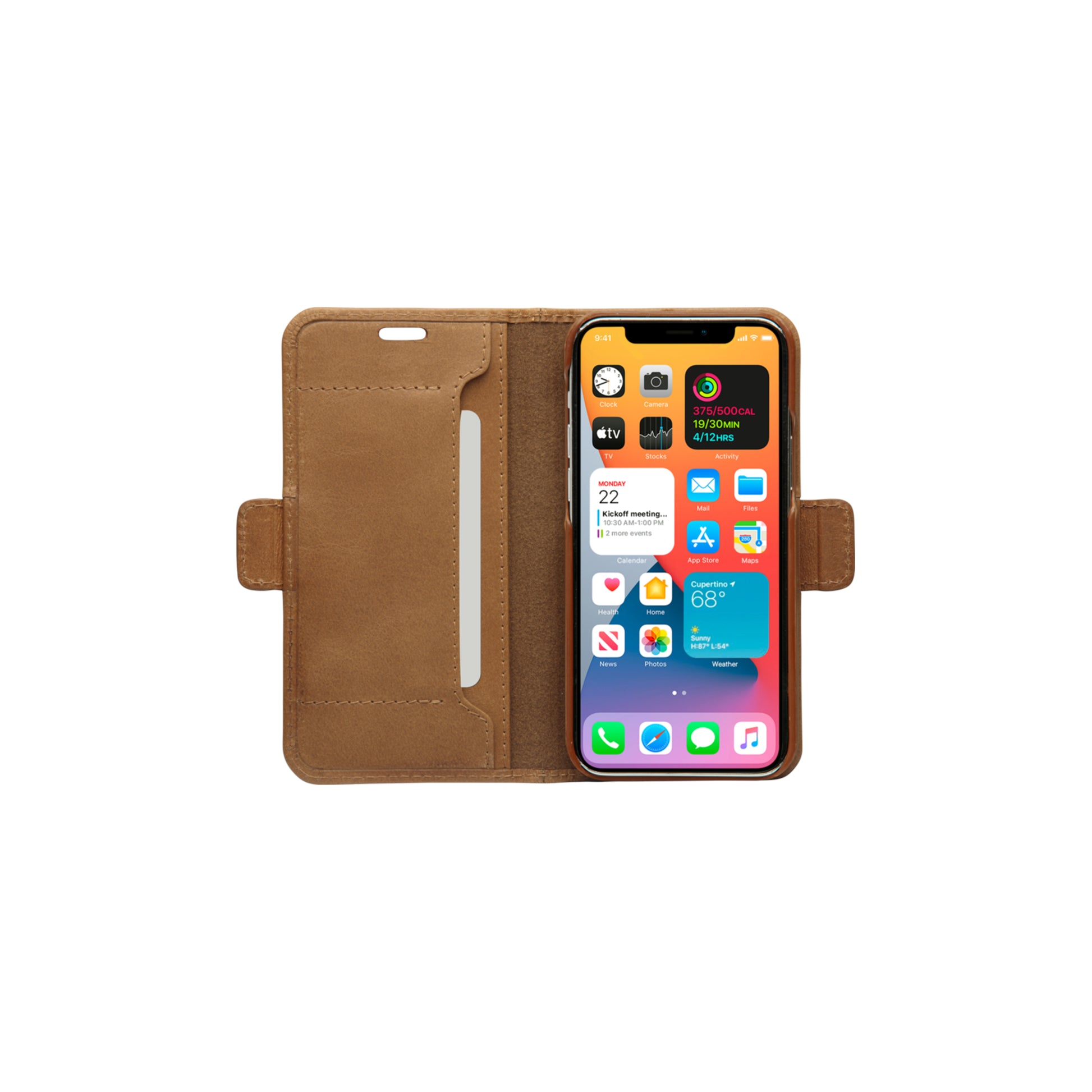 dbramante1928 Copenhagen Slim Wallethülle – für Apple iPhone 12 mini, mit Ständer, 1 Kartenfach, Leder, Beige
