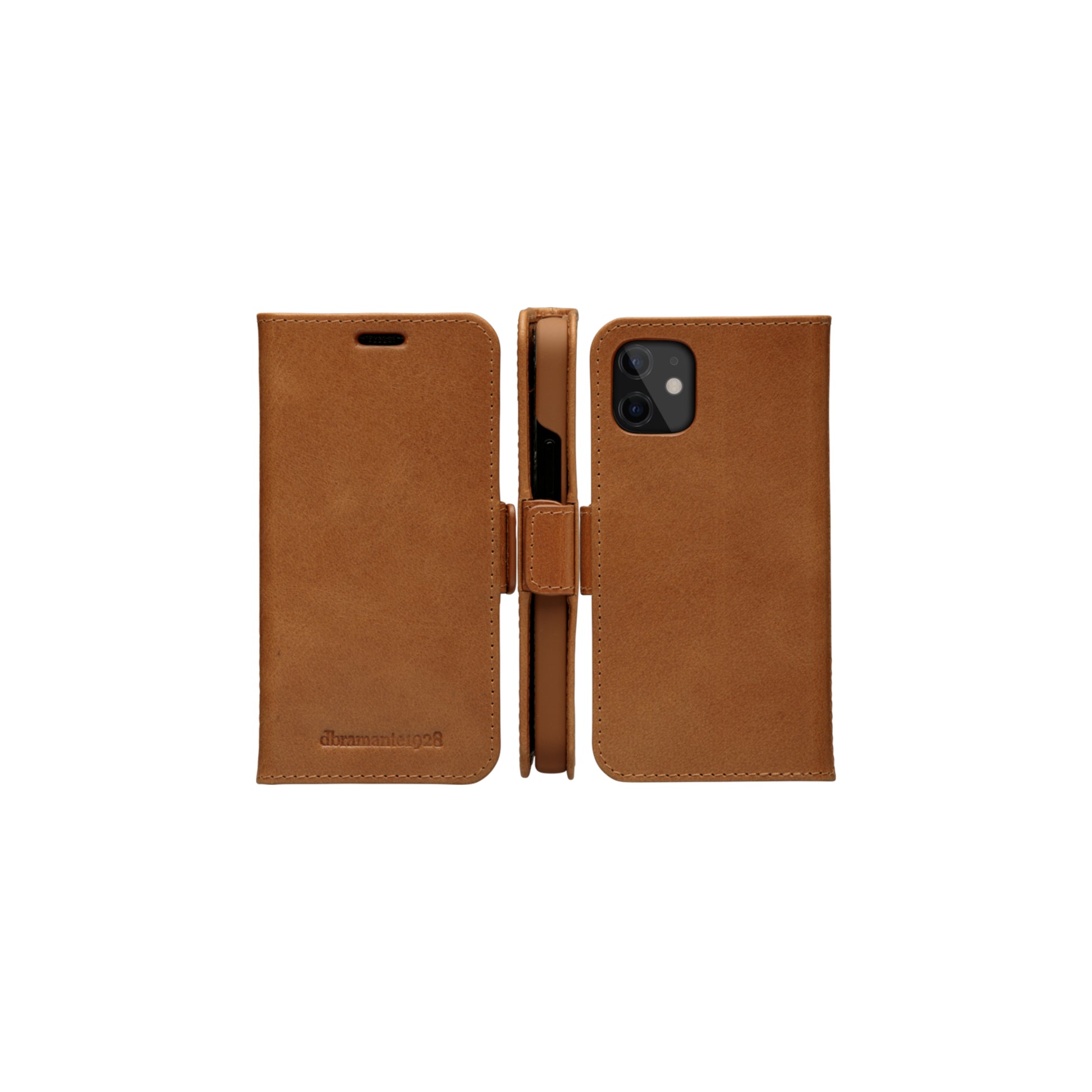 dbramante1928 Copenhagen Slim Wallethülle – für Apple iPhone 12 mini, mit Ständer, 1 Kartenfach, Leder, Beige
