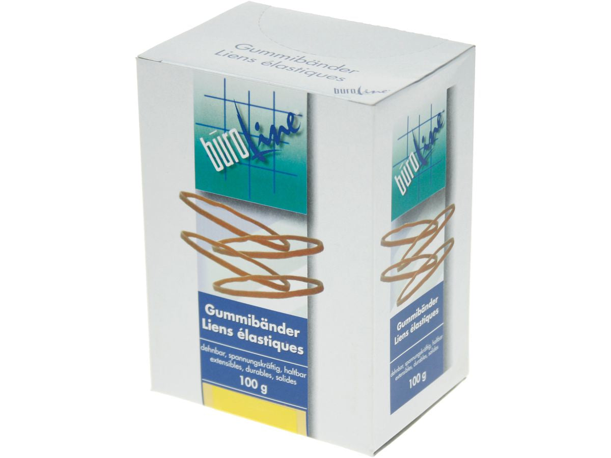 Buroline BÜROLINE Gummibänder – 3 × 90 mm, Ø 60 mm, braun, Naturkautschuk, 100 g