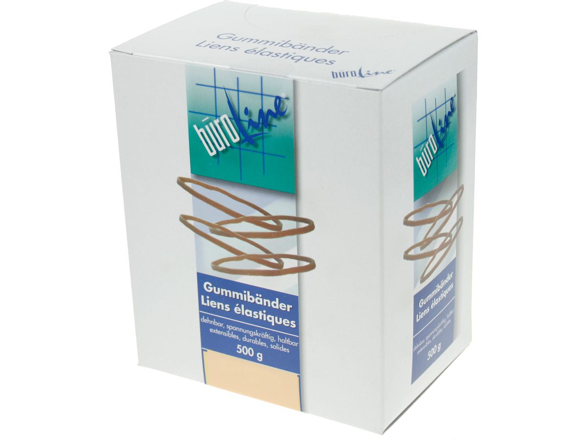 Buroline BÜROLINE Gummibänder – 3 × 80 mm, Ø 50 mm, braun, Naturkautschuk, 500 g