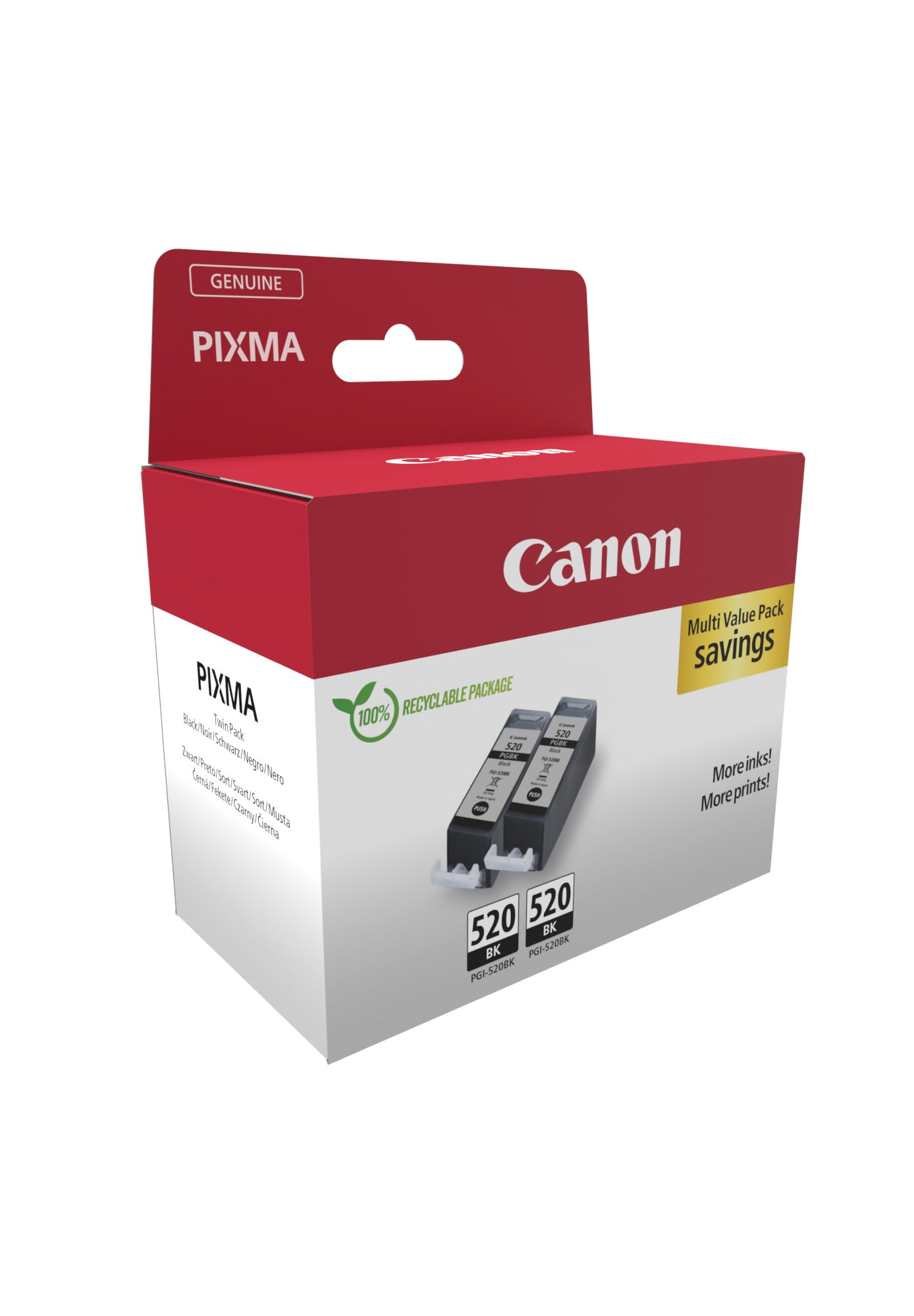 Canon Tintenpatronen-Multipack PGI-520BK, Schwarz, 2er-Pack – für Inkjetdrucker und Multifunktionsgeräte