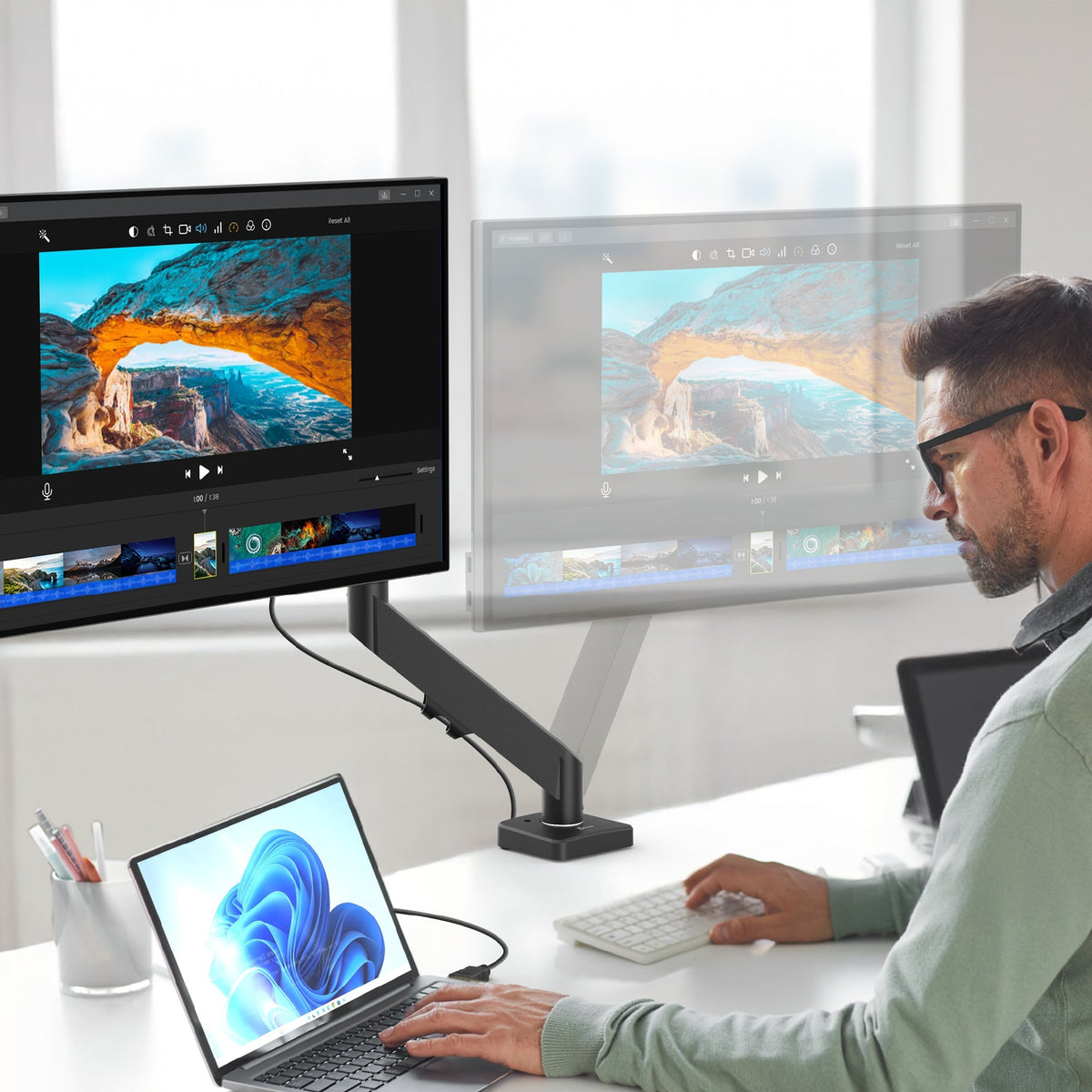 j5create Monitorarm Tischhalterung – Klemme/Durchführung – 17–32" – VESA 75×75/100×100 mm – bis 8 kg/Monitor