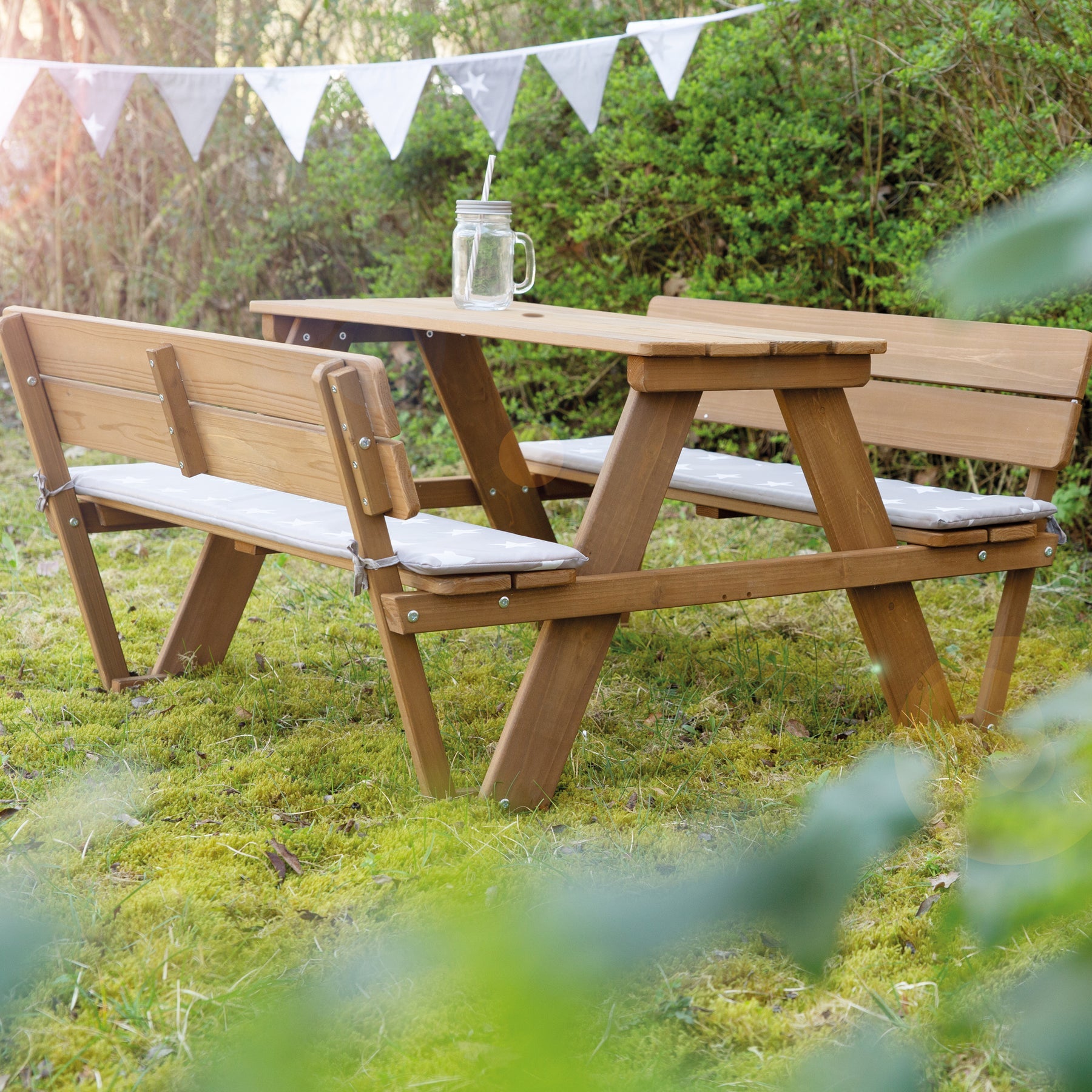 Roba Bistro-Set 1-teilig – Holz – Tisch 89 × 35 × 50,5 cm – für drinnen/draussen