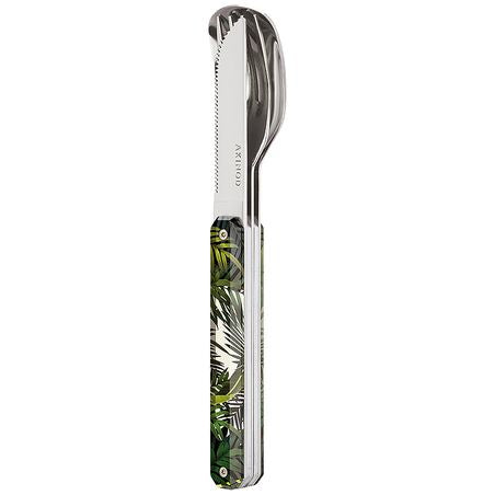 Akinod Straight Camping-Besteck-Set – 3-teilig, 18 cm, Edelstahl, Kunststoffgriff, Mehrfarbig