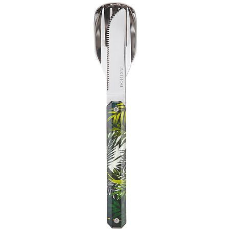 Akinod Straight Camping-Besteck-Set – 3-teilig, 18 cm, Edelstahl, Kunststoffgriff, Mehrfarbig