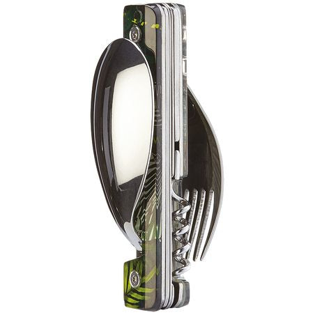 Akinod A02M00018 Camping-Besteck-Set – 10 cm, Edelstahl, Kunststoffgriff, Mehrfarbig