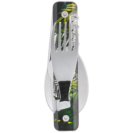 Akinod A02M00018 Camping-Besteck-Set – 10 cm, Edelstahl, Kunststoffgriff, Mehrfarbig