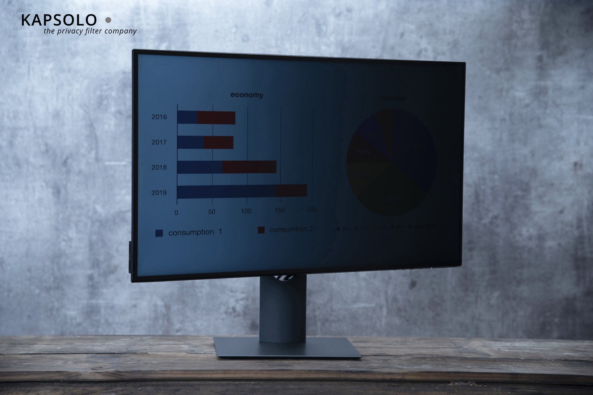 KAPSOLO Blickschutzfilter für Monitor 18,5", 16:9 – 410 × 231 mm, 2-Wege