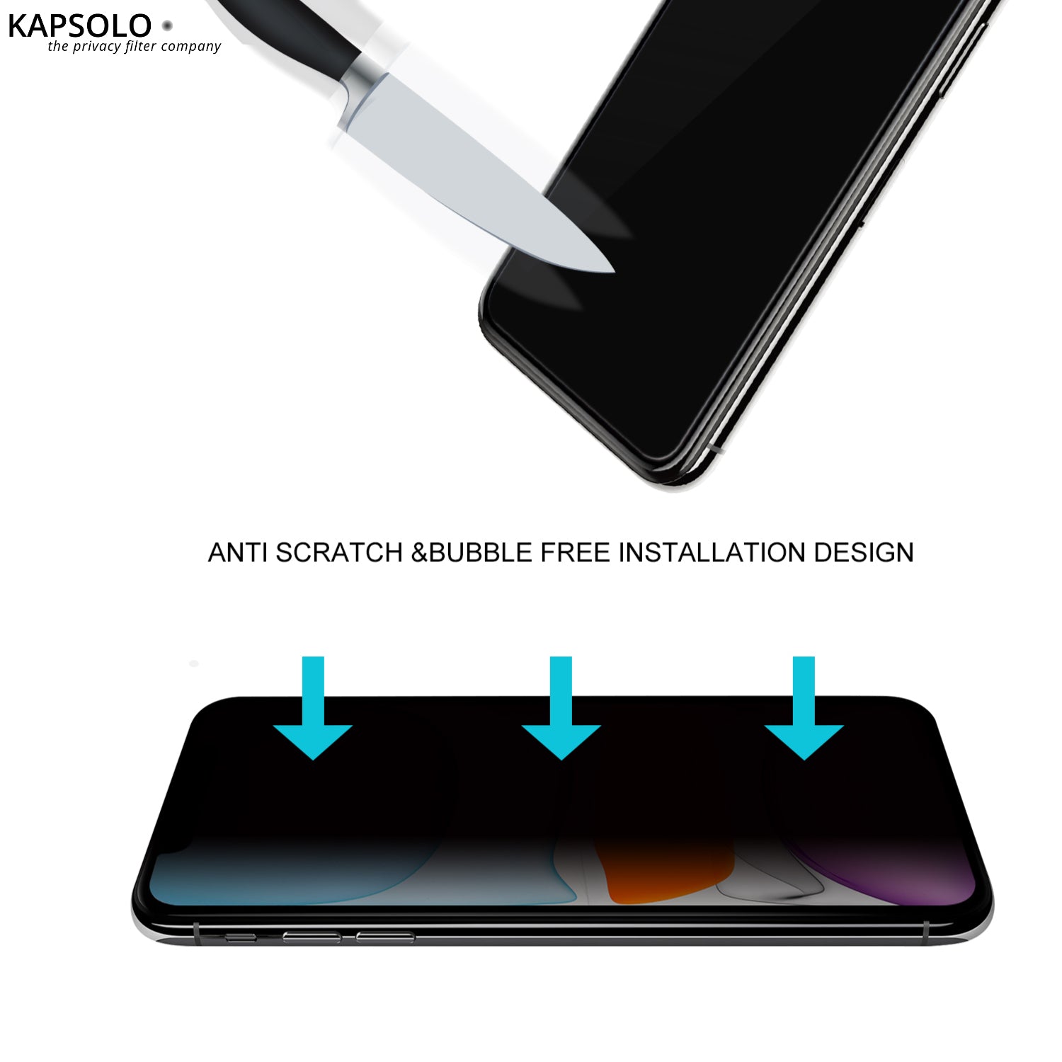 KAPSOLO Privacy-Filter (Panzerglas), 9H – für iPhone 8 Plus