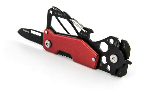 TROIKA KTL25-RD Multitool Schlüsselanhänger – Klingenlänge 3,5 mm, Feststellklinge – 10-teilig