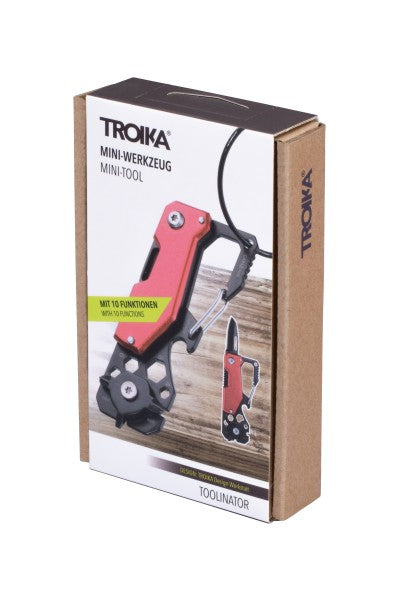 TROIKA KTL25-RD Multitool Schlüsselanhänger – Klingenlänge 3,5 mm, Feststellklinge – 10-teilig