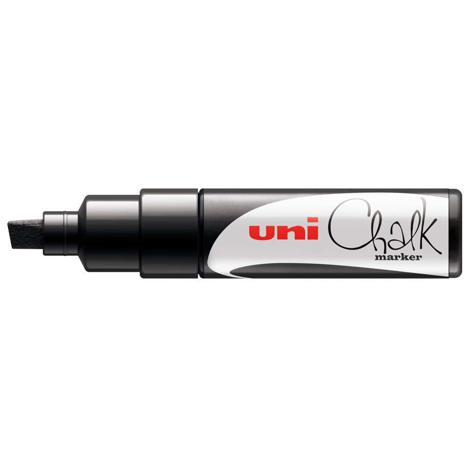 Uni-Ball Kreidemarker – Keilspitze, 8 mm – Schwarz