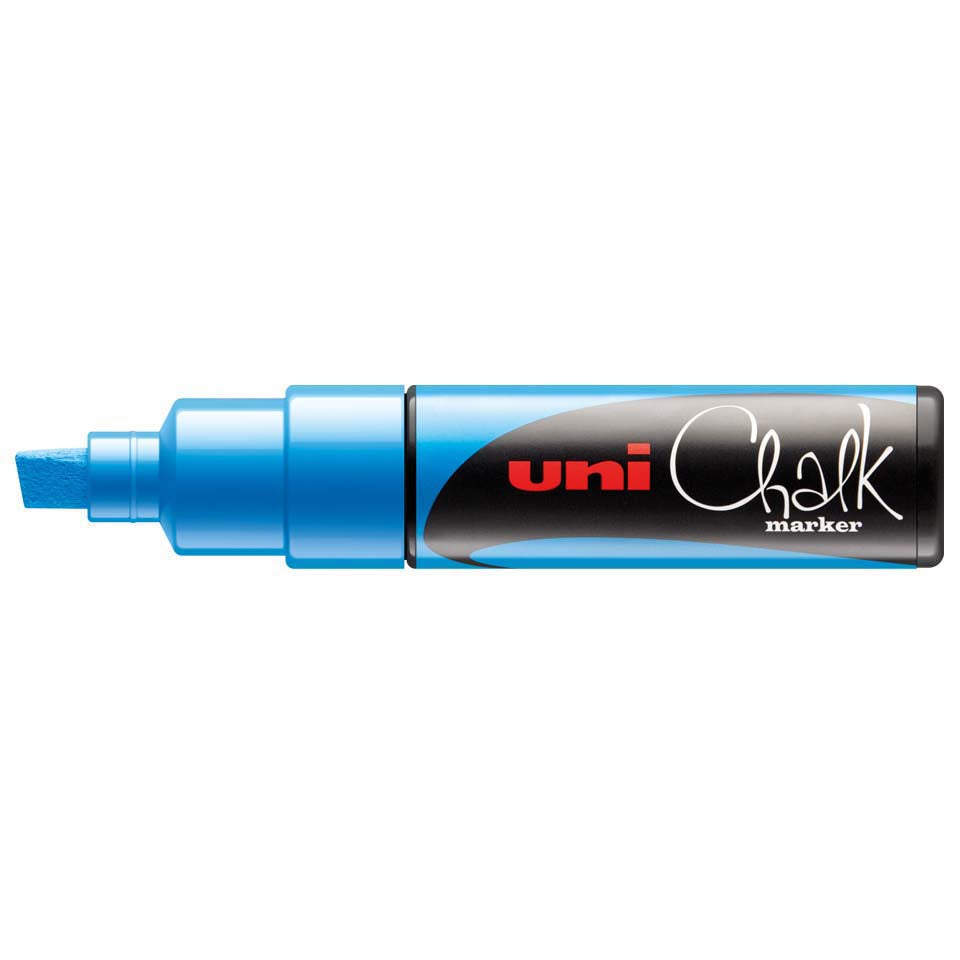 Uni-Ball PWE-8K Kreidemarker – Keil 8 mm – Hellblau, für Glas/Spiegel/Metall