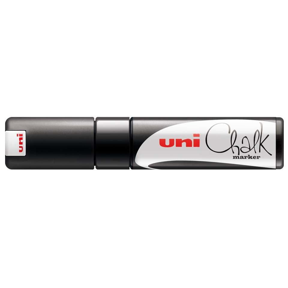 Uni-Ball Kreidemarker – Keilspitze, 8 mm – Schwarz