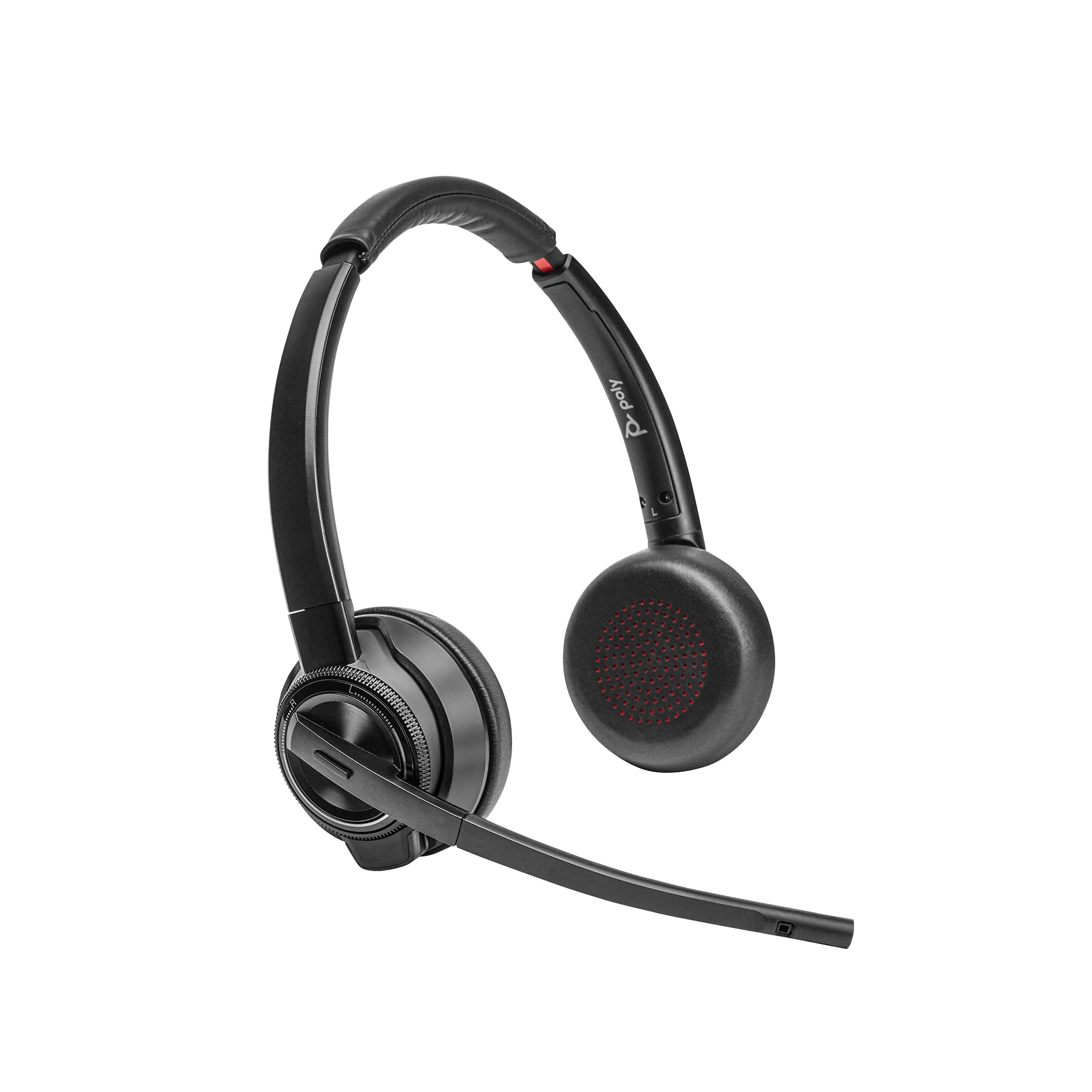 Poly Savi 8420 Office-Headset – On-Ear, DECT, BT 5.2, ANC, MS Teams zertifiziert, mit Basisstation, Schwarz