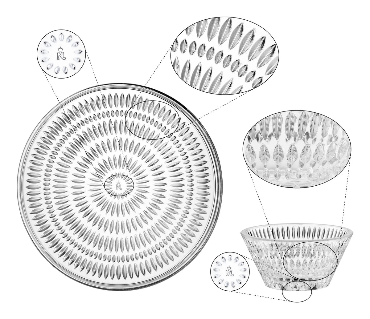 Nachtmann Servierset – 4-teiliges Set, 190 ml, Ø 22,0 cm, H 11,0 cm, Kristallglas, spülmaschinenfest