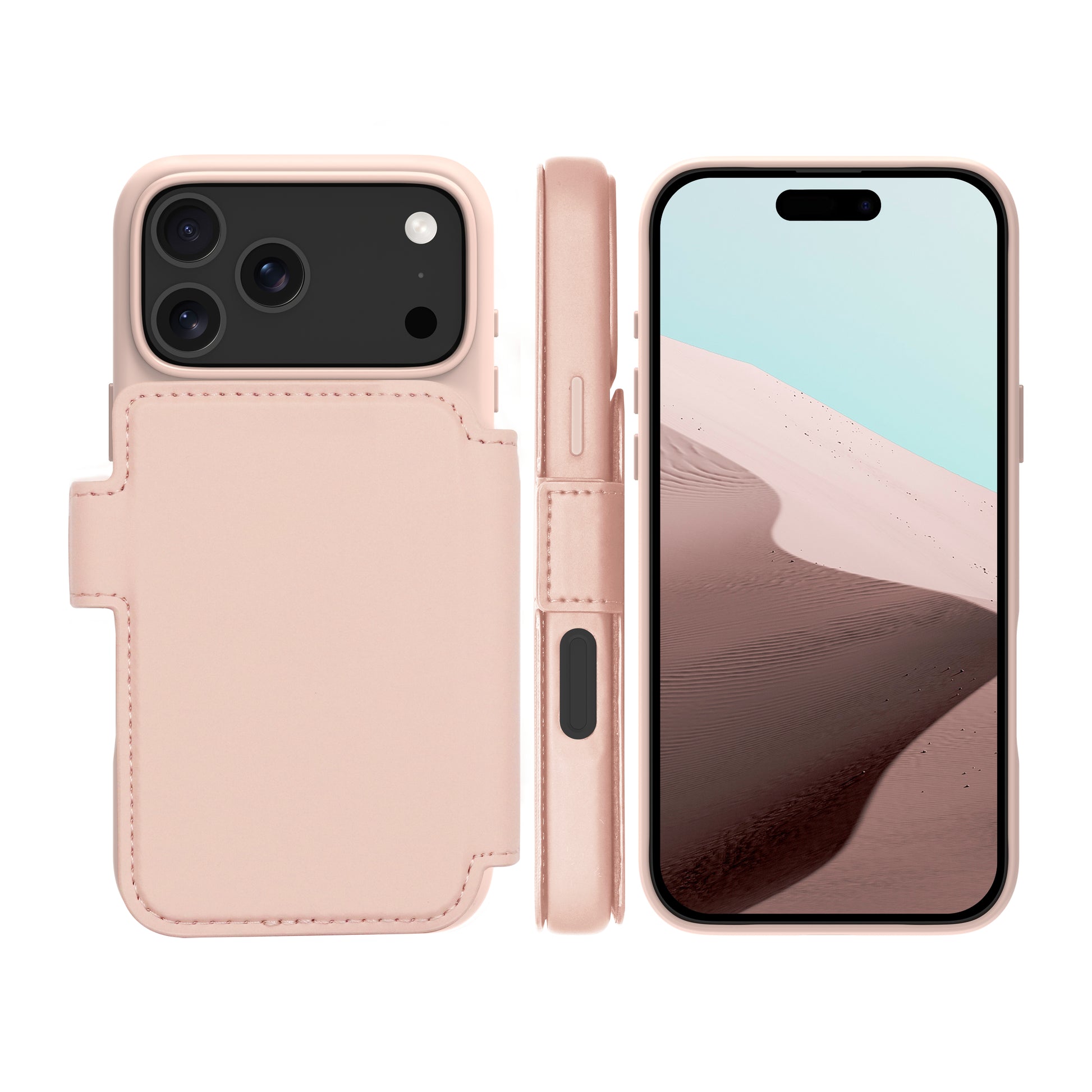 dbramante1928 Lynge MS ICON Folio – für Apple iPhone 17 Pro Max, mit Kartenfach, Kunststoff, Pink Sand