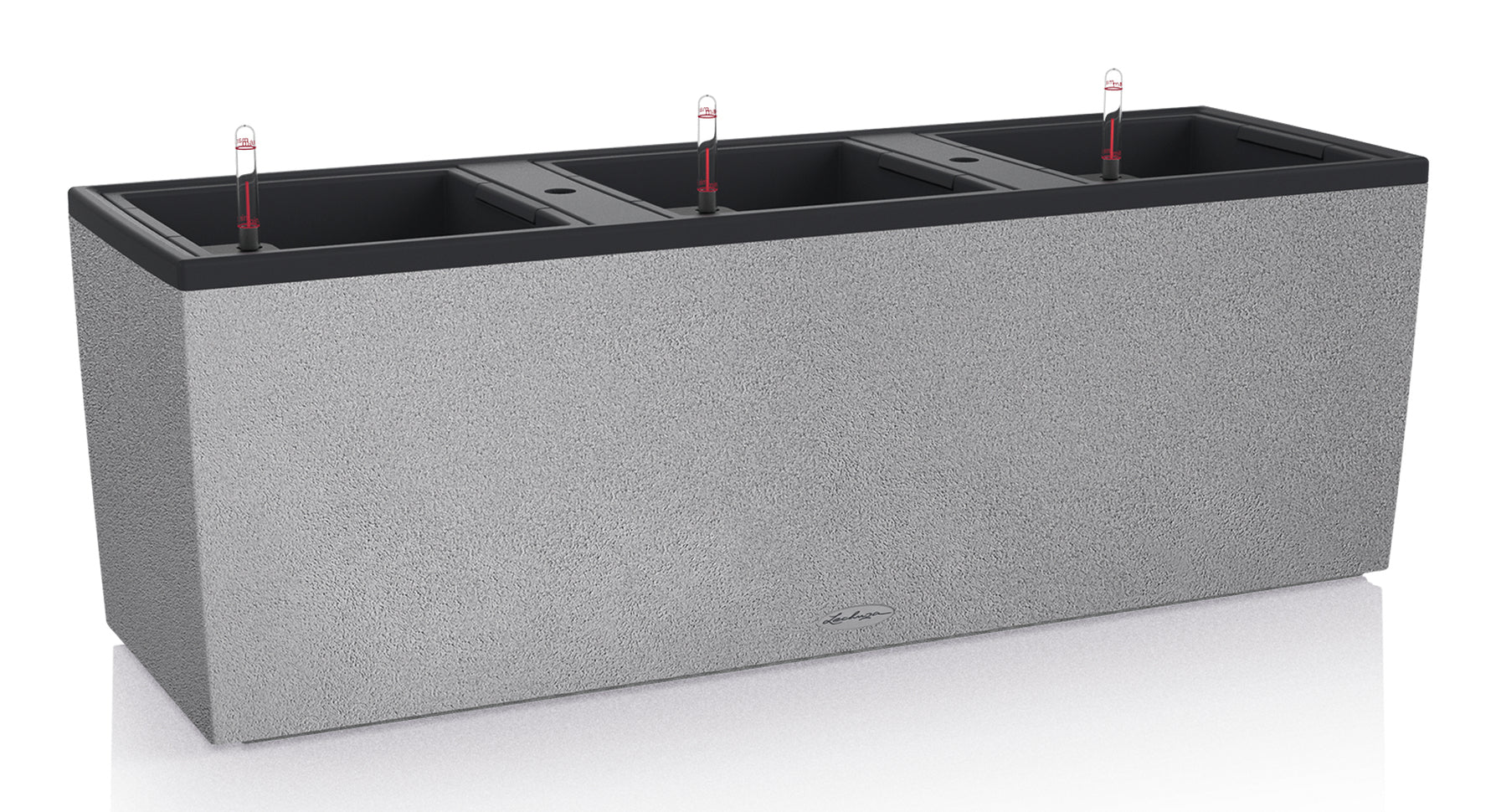 LECHUZA TRIO Stone 30 Pflanzgefäss – 100 × 34,5 × 32,5 cm – Kunststoff, grau