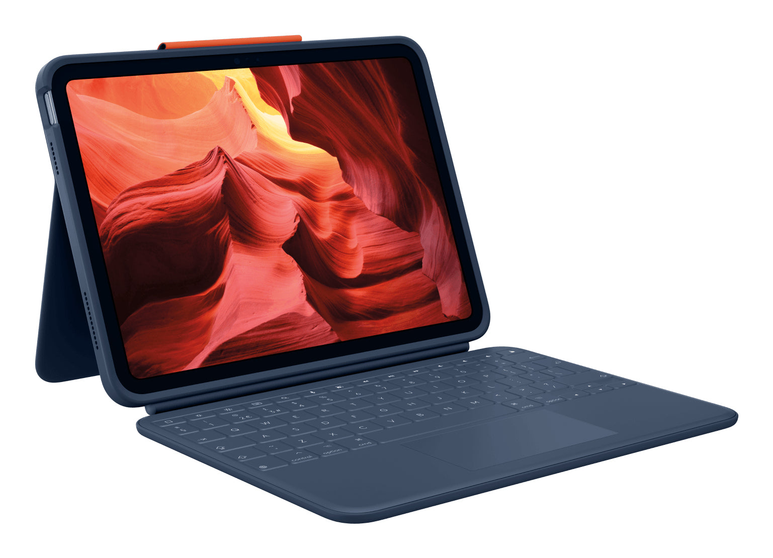 Logitech Rugged Combo 4 Touch – Tastatur, UK-Layout (EN), Blau – für iPad (10. Generation)