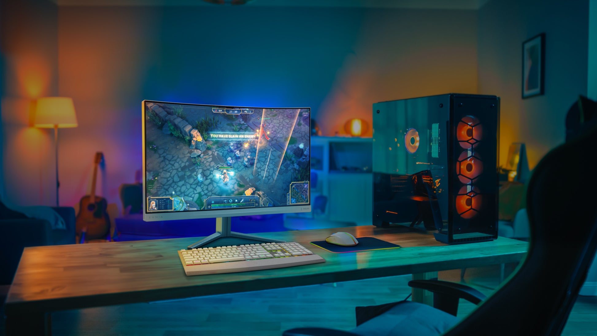 Philips 27M2C5501/00 – Monitor, 27", VA, 180 Hz, 300 cd/m², Gebogen, Adaptive Sync, VESA 100 × 100, Weiss