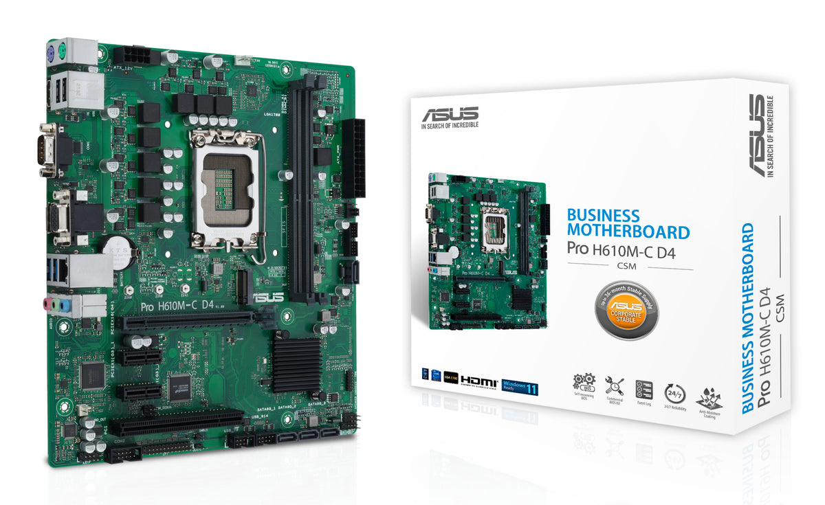 ASUS PRO H610M-C D4-CSM – Mainboard – LGA 1700, Intel H610, mATX, DDR4, 64 GB