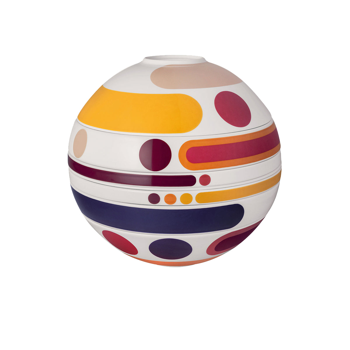 Villeroy & Boch Geschirrset Iconic Boule Miami – 7-teiliges Set, Ø 23,9 cm, Porzellan, spülmaschinenfest