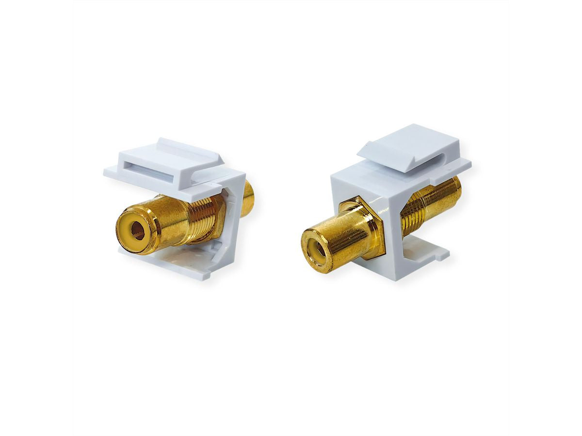 VALUE 25.99.8212 – Keystone-Modul, abgewinkelt, 2× RCA (Buchse), Gold/Weiss, Kunststoff, für Keystone-Rahmen