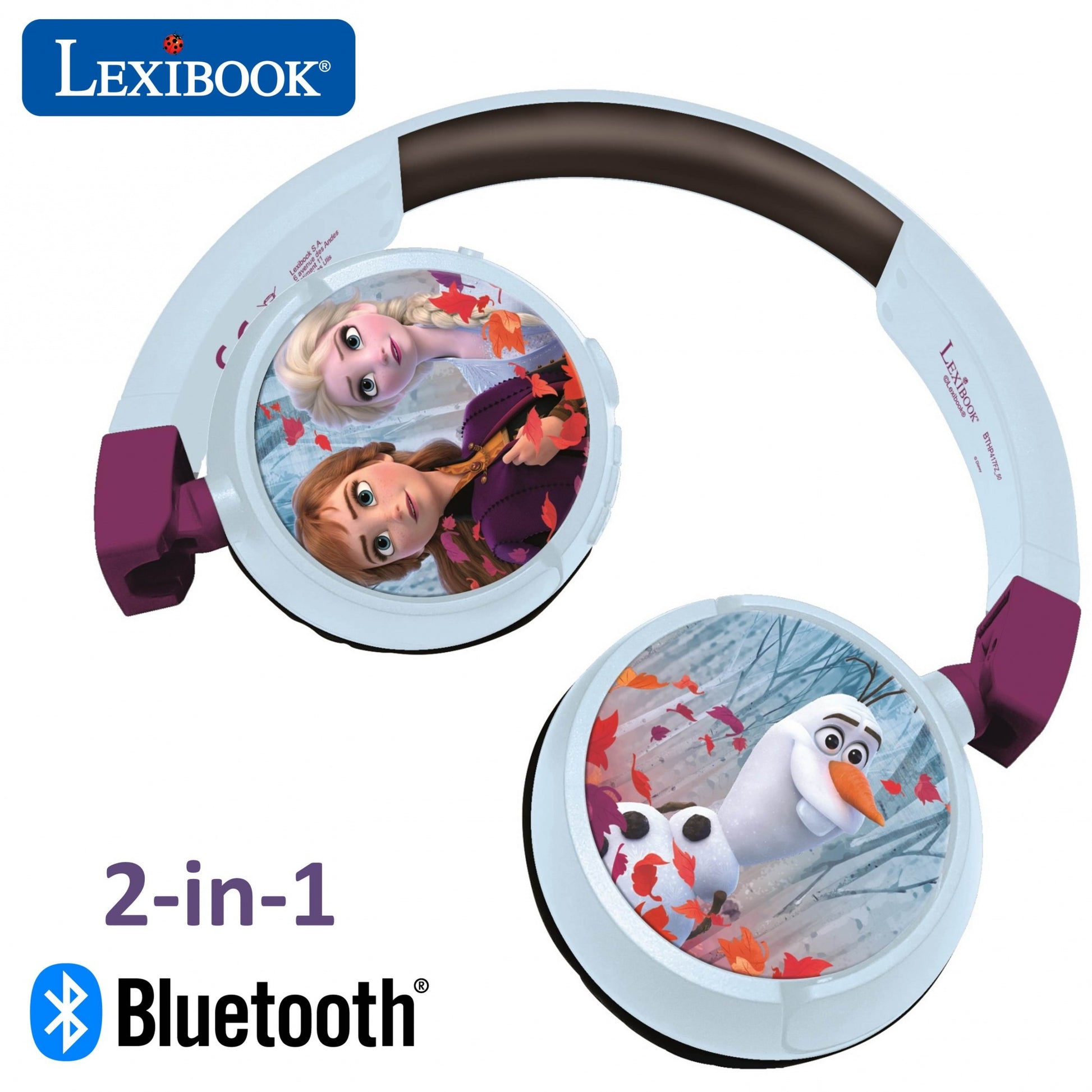 Lexibook HPBT010FZ Kinderkopfhörer – On-Ear, Stereo, Kabel + BT, 85 dB Lautstärke-Limit, Mehrfarbig, BT 5.0