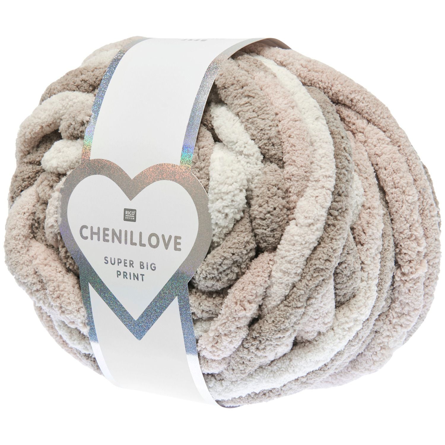 Rico Design Chenillove Super Big Print Wolle Natur – 300 g, 36 m, Nadel 25 mm, 100% Polyester, 1 Stk.