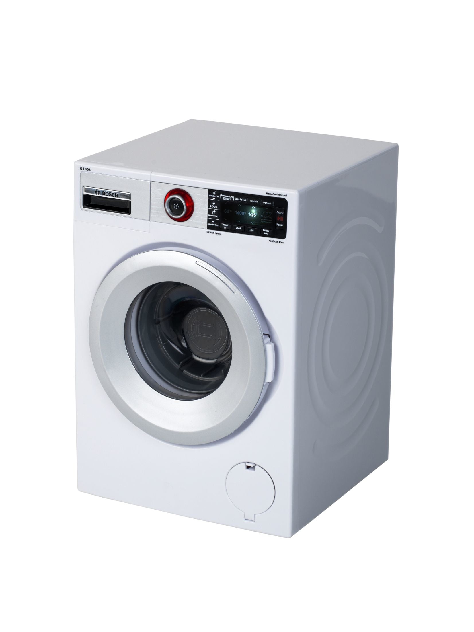 Theo Klein Spielzeug-Waschmaschine – mit Ton, 3×LR14 – 18,5×26,0×18,0 cm – ab 3 J. – schwarz/weiss