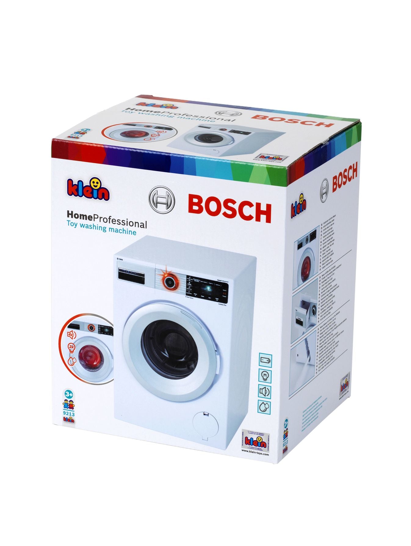 Theo Klein Spielzeug-Waschmaschine – mit Ton, 3×LR14 – 18,5×26,0×18,0 cm – ab 3 J. – schwarz/weiss