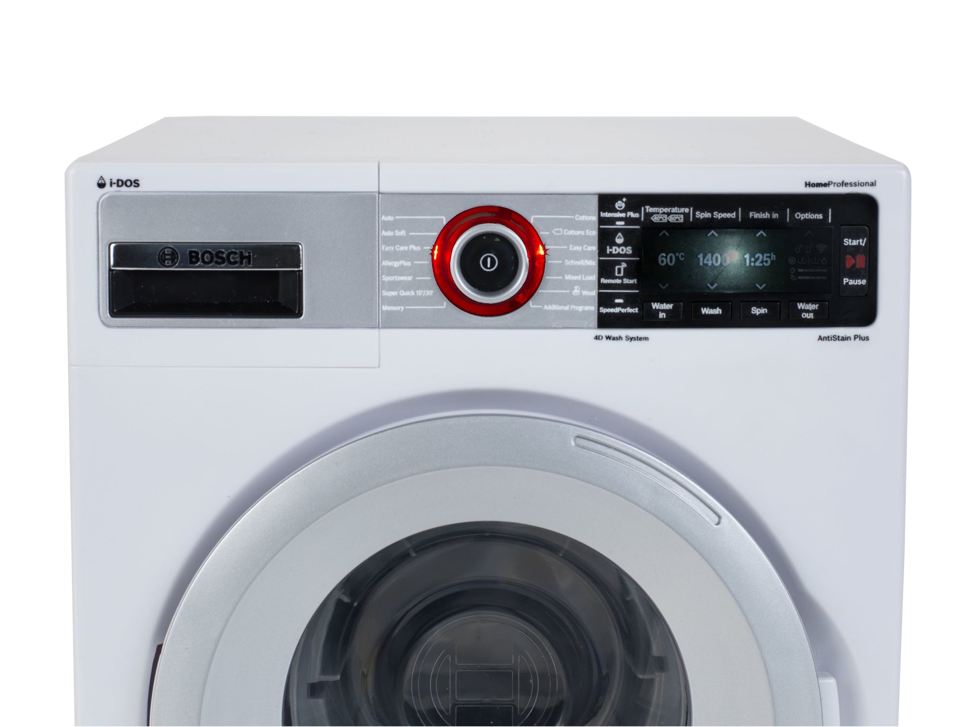 Theo Klein Spielzeug-Waschmaschine – mit Ton, 3×LR14 – 18,5×26,0×18,0 cm – ab 3 J. – schwarz/weiss
