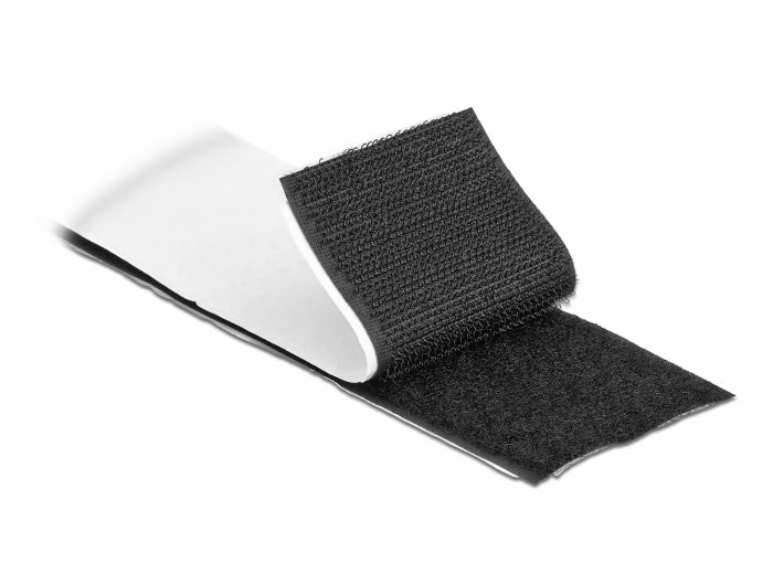 DeLOCK Klettband, 1 m × 50 mm – schwarz