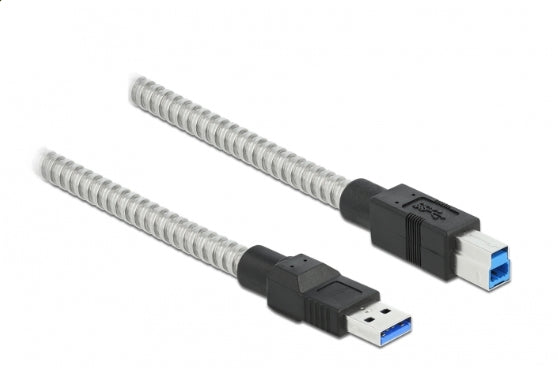 DeLOCK USB-A auf USB-B Kabel – USB 3.2 Gen 1 (5 Gbit/s) – 2 m – Metallmantel – Silber