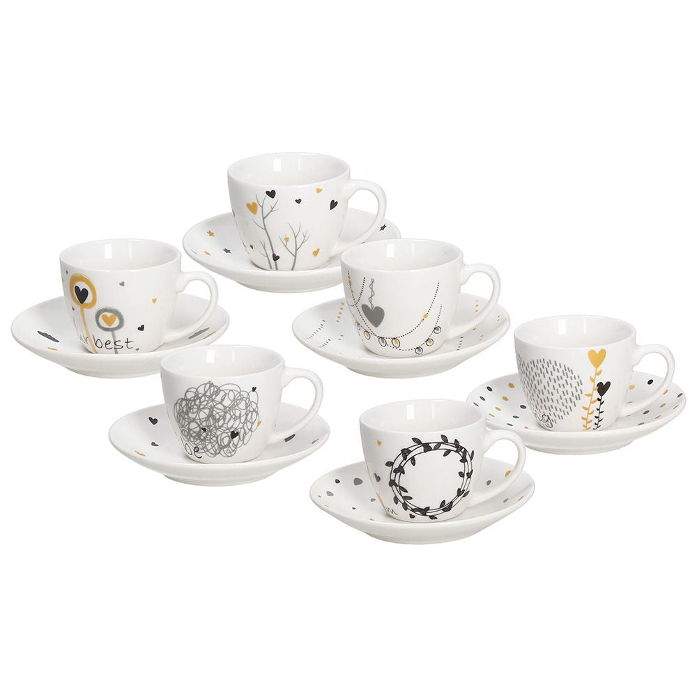 Tognana Porcellane Espressotassen-Set Goldy – 12-teiliges Set, 80 ml, Ø 11 cm, Knochenporzellan