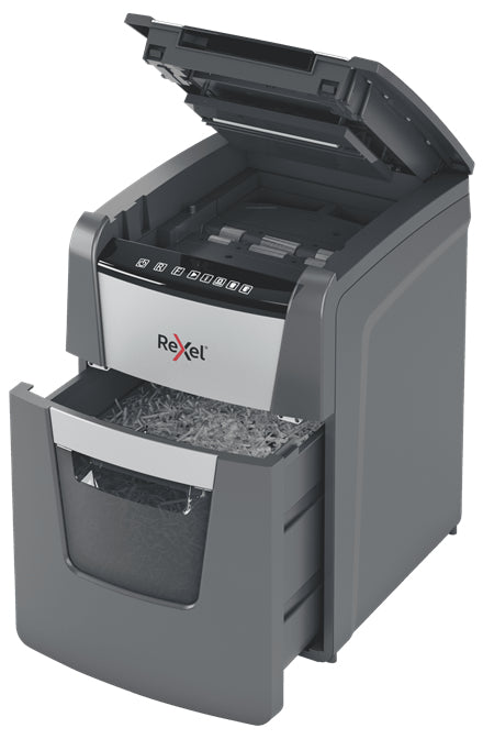 Rexel Optimum AutoFeed+ 100X – Aktenvernichter mit Autofeed 100 Blatt, DIN P-4, Partikelschnitt 4 × 28 mm, 34