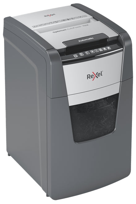 Rexel Optimum AutoFeed+ 150X – Aktenvernichter mit Autofeed 150 Blatt, DIN P-4, Partikelschnitt 4 × 28 mm, 44
