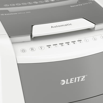 Leitz IQ Autofeed 300 – Aktenvernichter mit Autofeed 300 Blatt, DIN P-5, Mikroschnitt 2 × 15 mm, 8 Blatt, 60 l