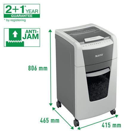 Leitz IQ Autofeed 300 – Aktenvernichter mit Autofeed 300 Blatt, DIN P-5, Mikroschnitt 2 × 15 mm, 8 Blatt, 60 l