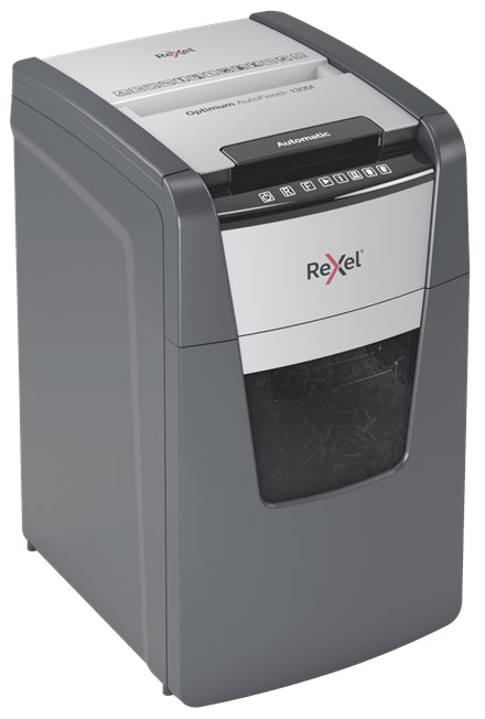 Rexel Optimum AutoFeed+ 130M – Aktenvernichter mit Autofeed 130 Blatt, DIN P-5, Mikroschnitt 2 × 15 mm, 44 l