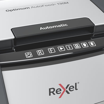 Rexel Optimum AutoFeed+ 130M – Aktenvernichter mit Autofeed 130 Blatt, DIN P-5, Mikroschnitt 2 × 15 mm, 44 l