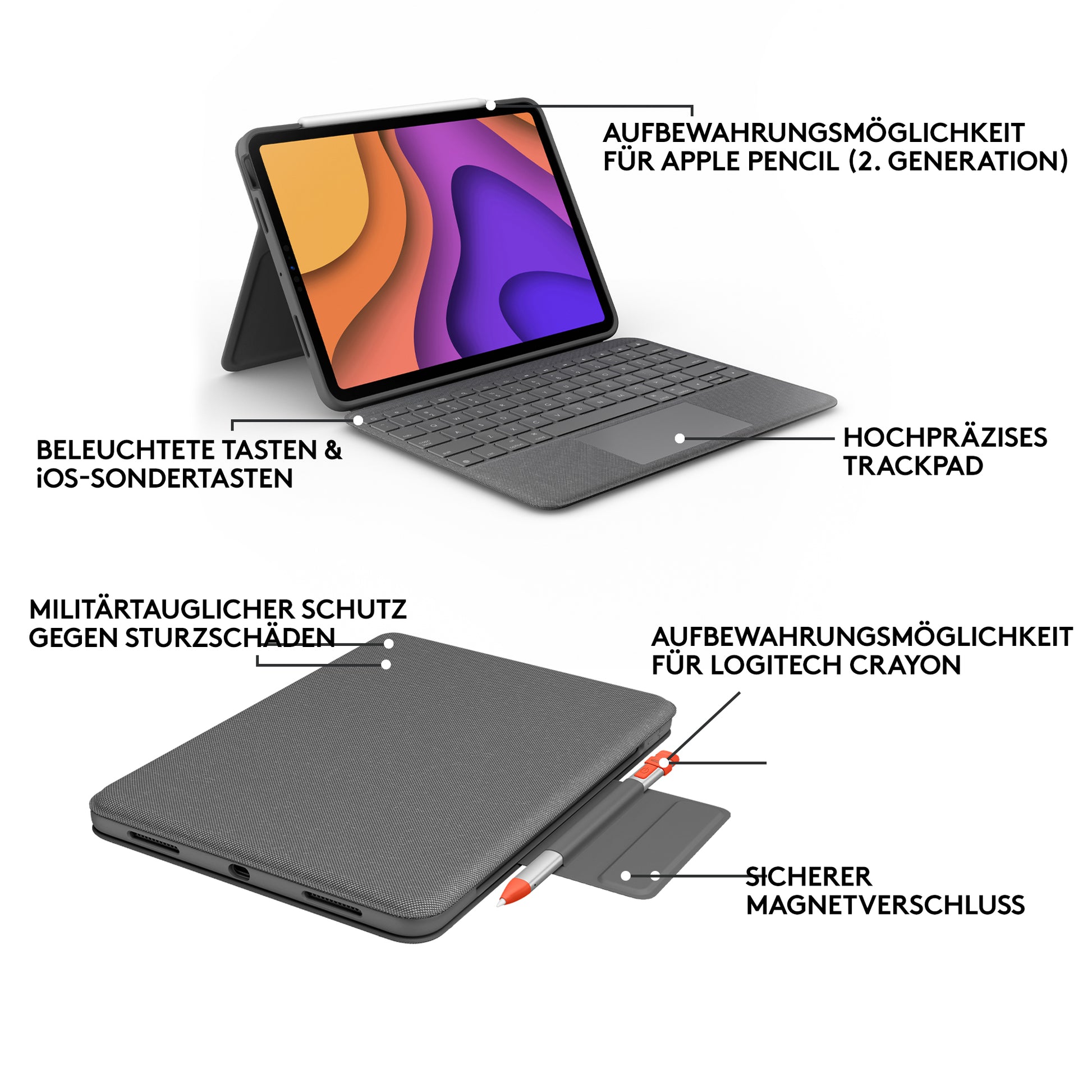 Logitech Folio Touch – Tastatur – für iPad Air (4. Generation)
