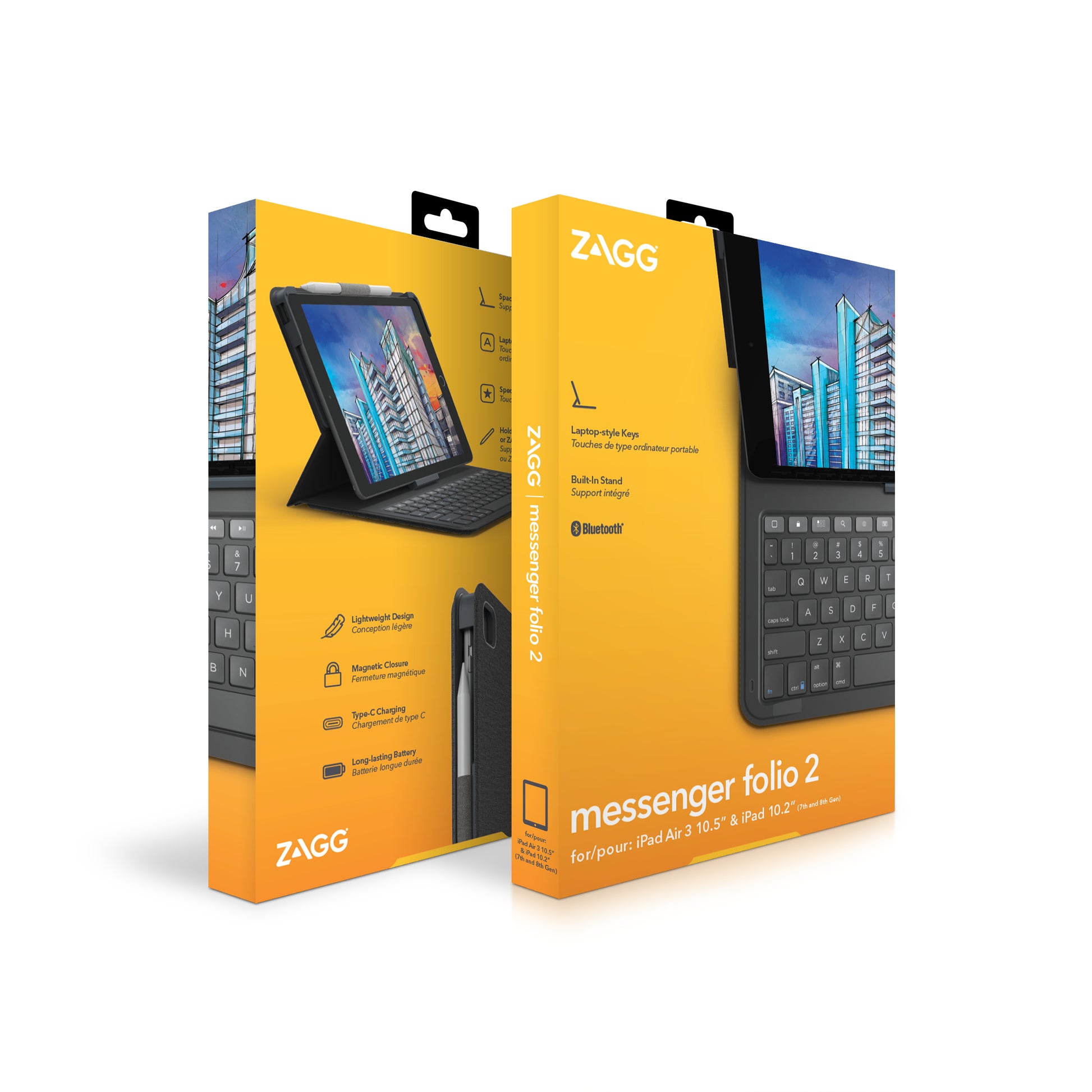 ZAGG Messenger Folio 2 – Tastatur, Dunkelgrau – für iPad 10,2" & 10,5"