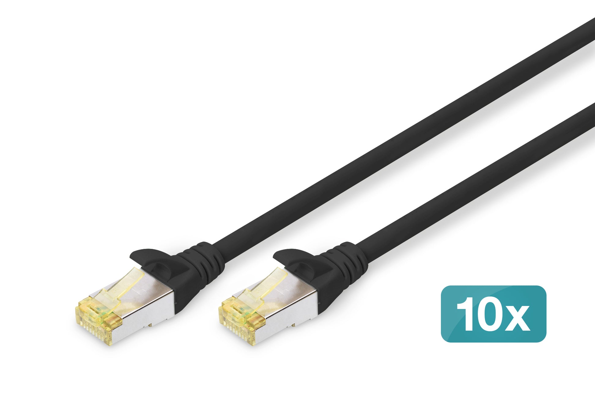 Digitus Patchkabel – 1 m, Schwarz, geschirmt (S/FTP), CAT 6A – 10 Stk.