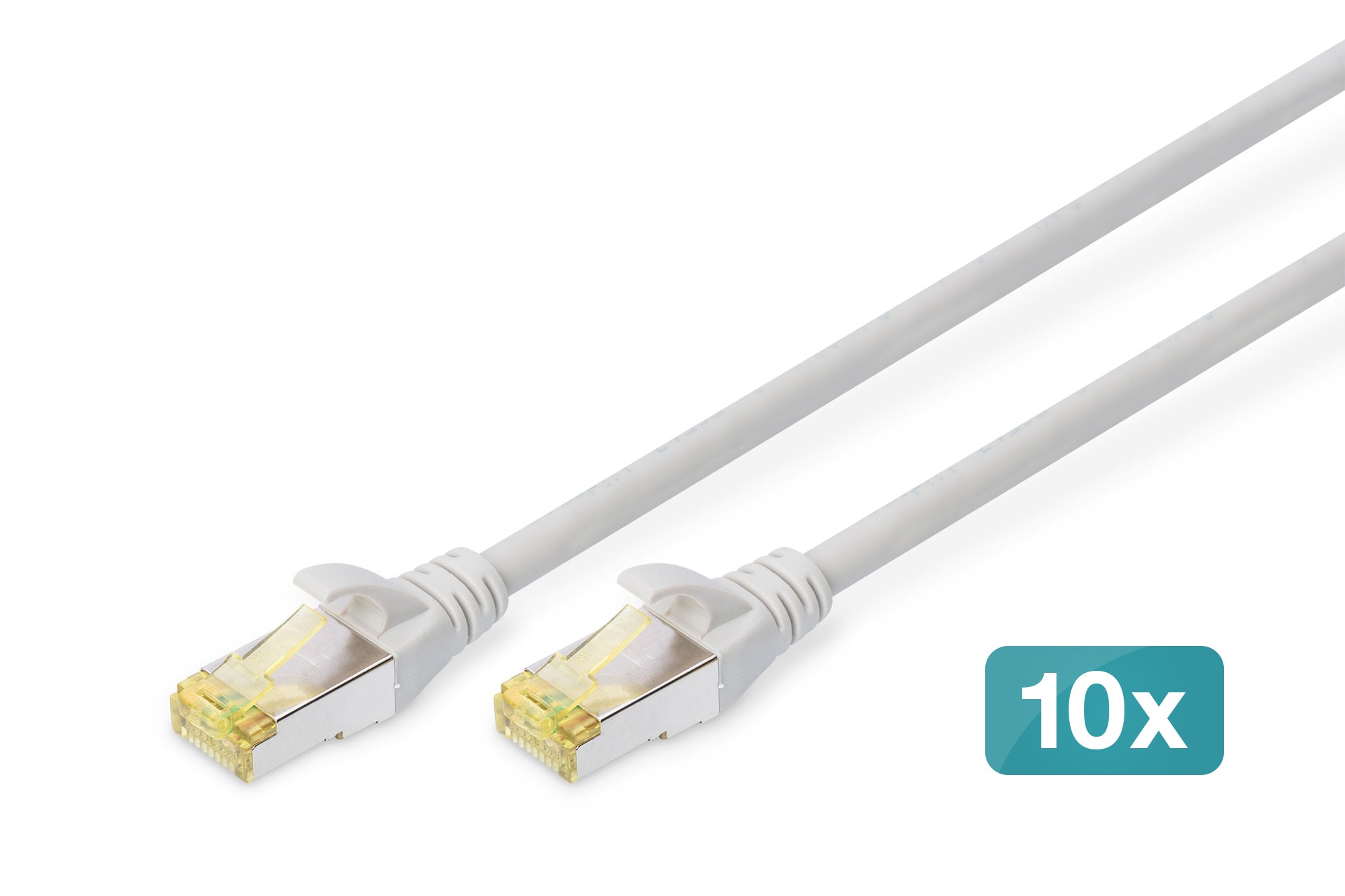 Digitus Patchkabel – 1 m, Grau, Cat 6A, geschirmt (S/FTP) – 10 Stk.