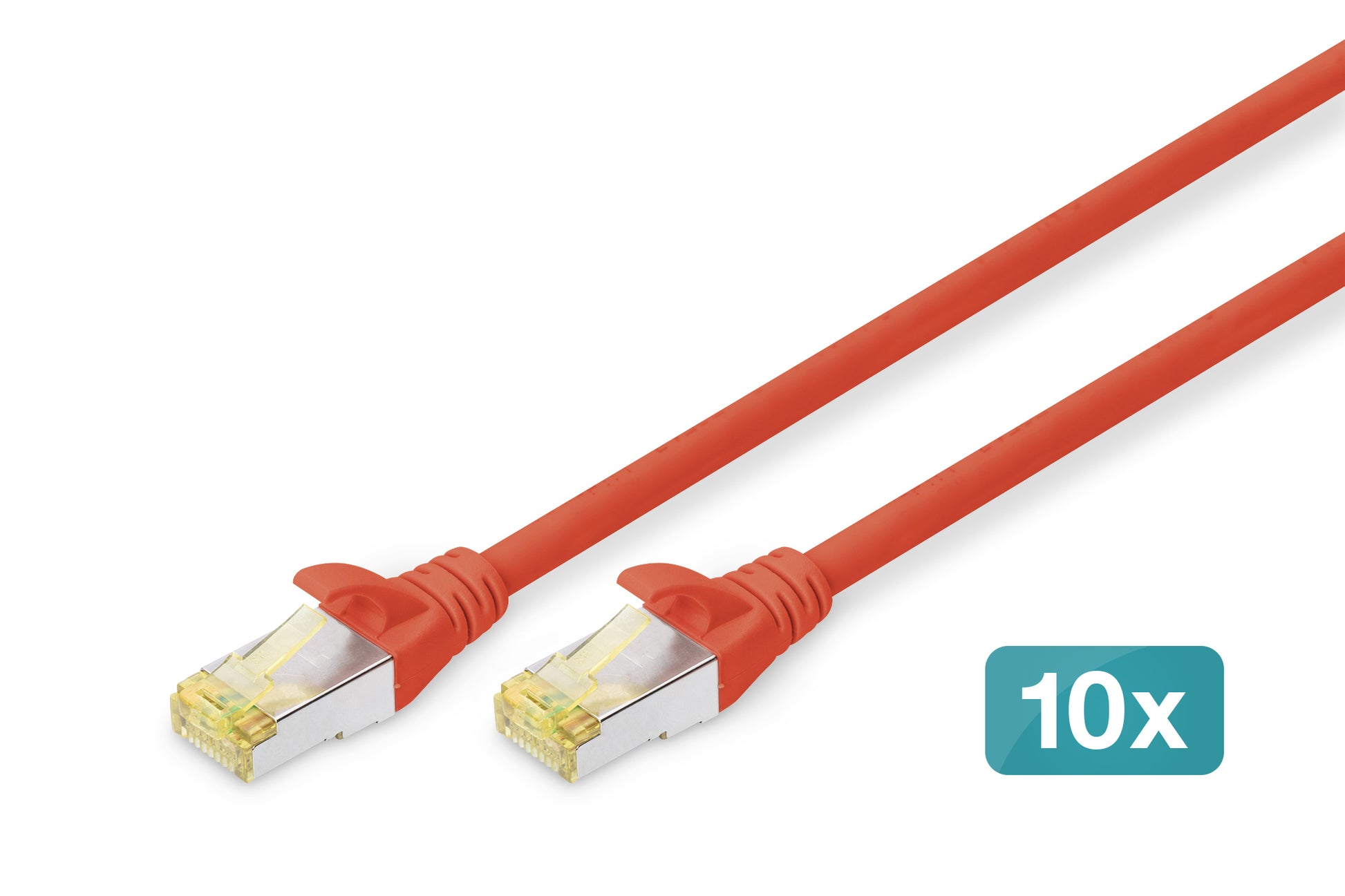 Digitus CAT 6A Patchkabel – 2 m, rot, geschirmt (S/FTP) – 10 Stk.