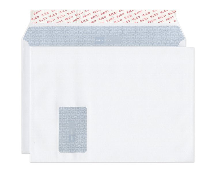 Elco Kuvert C4, Fenster links, hochweiss, 100 g/m², fensterfolie lasertauglich – 250 Stk.